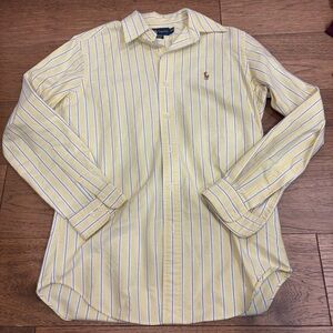 Ralph Lauren Men's butter Yellow and Blue Striped Shirt